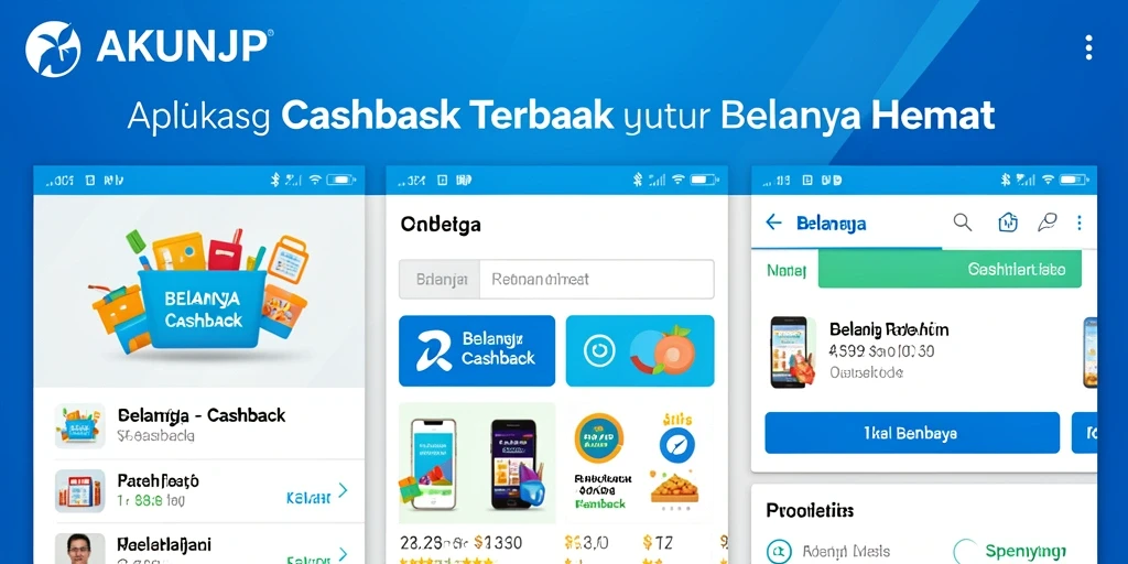 Tampilan antarmuka utama AKUNJP dengan fitur cashback yang menarik.
