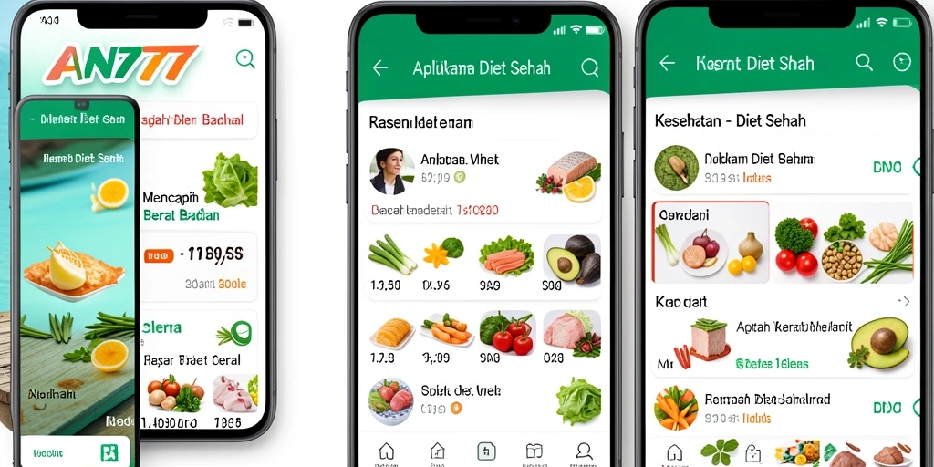 Screenshot utama AN777 menampilkan fitur pelacakan diet yang mudah digunakan.