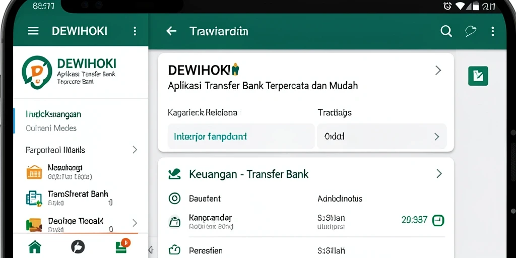 Antarmuka DEWIHOKI yang sederhana untuk transfer bank.