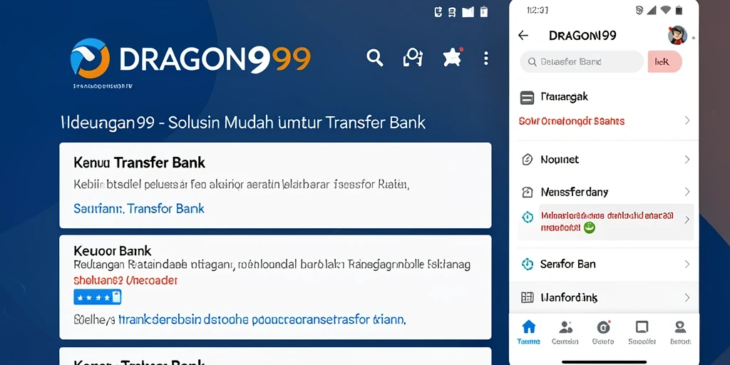 Tampilan antarmuka pengguna DRAGON99 yang intuitif untuk transfer bank.