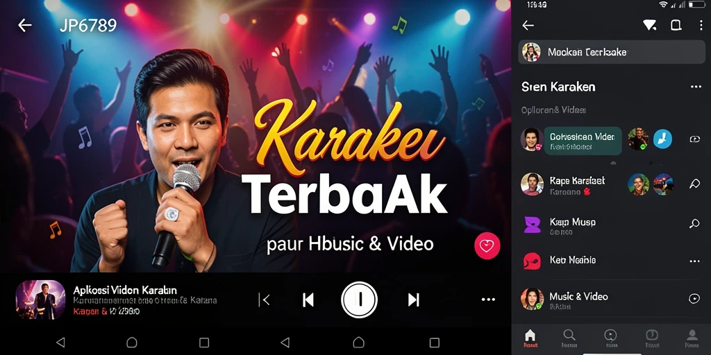 Antarmuka menarik dengan lirik karaoke yang jelas.