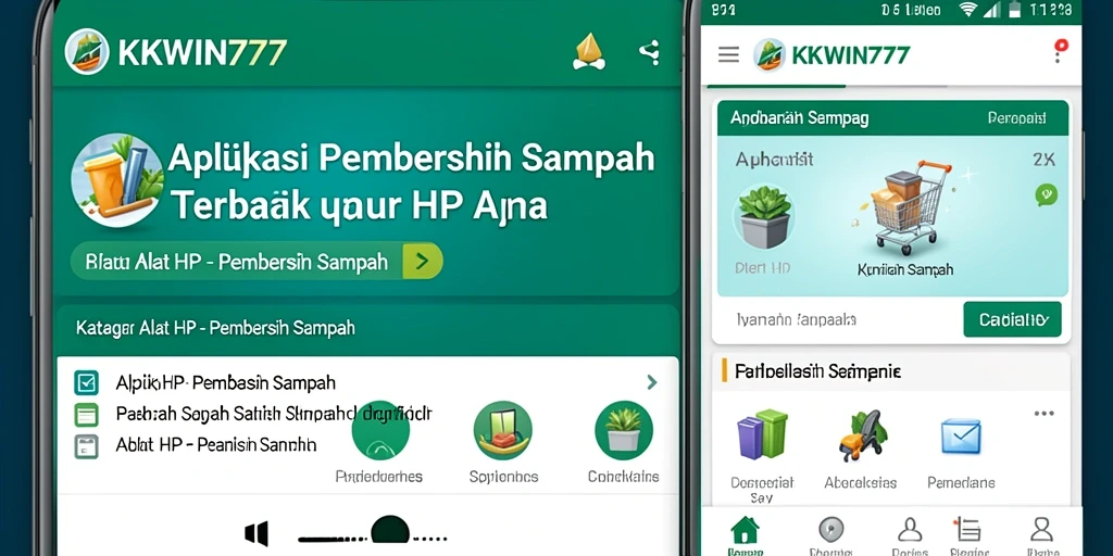 Tampilan antarmuka utama aplikasi Pembersih Sampah KKWIN777 yang modern.