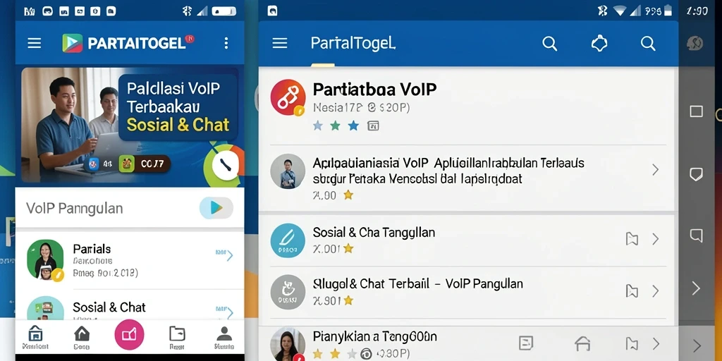 Tampilan antarmuka utama aplikasi PARTAITOGEL untuk VoIP Panggilan.