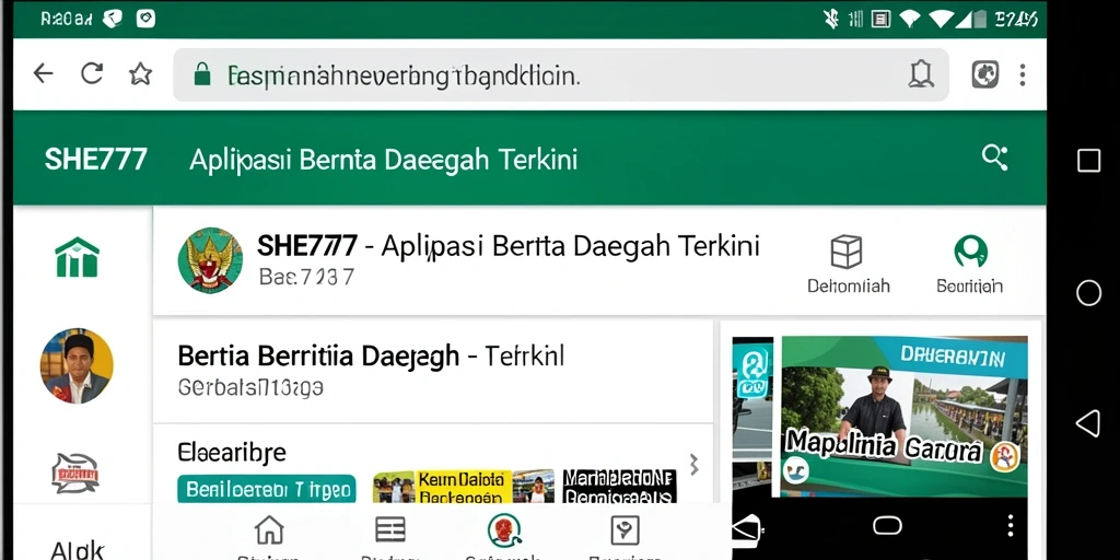 Antarmuka menarik aplikasi berita daerah SHE777.